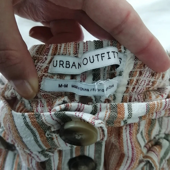 Urban Outfitters Carson Linen Blend Button Front Striped Midi Skirt Medium - Picture 10 of 16